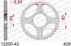 AFAM Tandwiel Achterzijde Staal 43T - 428