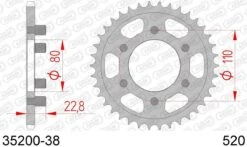 AFAM Tandwiel Achterzijde Staal 38T - 520